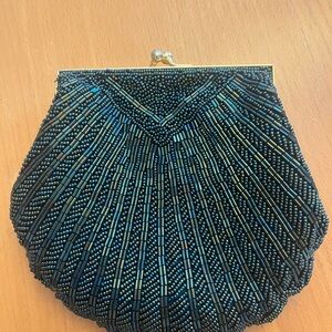 Elegant Black Beaded Shoulder Bag